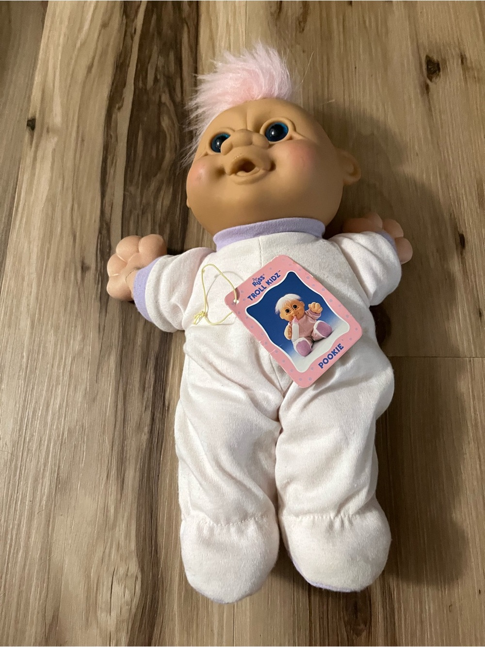 Russ Troll Doll Hard Head Soft Body Wild Hair Blue Eyes Wearing Pink Pj's Pookie